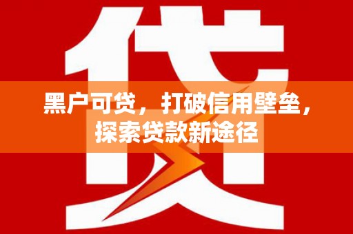 石龙黑户可贷，打破信用壁垒，探索贷款新途径