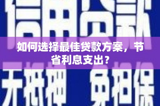 石龙如何选择最佳贷款方案，节省利息支出？
