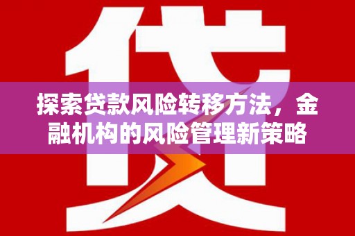 石龙探索贷款风险转移方法，金融机构的风险管理新策略