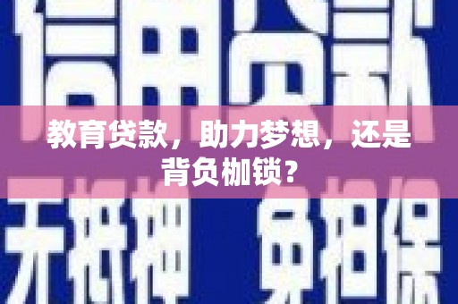 石龙教育贷款，助力梦想，还是背负枷锁？