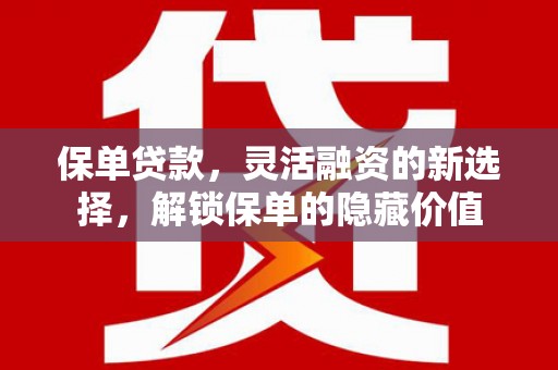 石龙保单贷款，灵活融资的新选择，解锁保单的隐藏价值