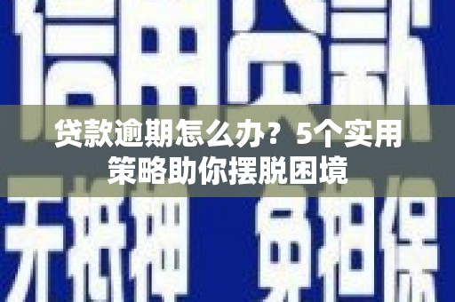 石龙贷款逾期怎么办？5个实用策略助你摆脱困境