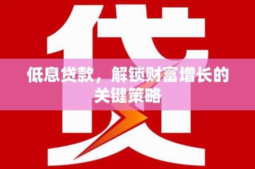 石龙低息贷款，解锁财富增长的关键策略