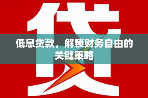 石龙低息贷款，解锁财务自由的关键策略