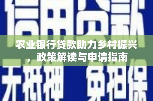 石龙农业银行贷款助力乡村振兴，政策解读与申请指南
