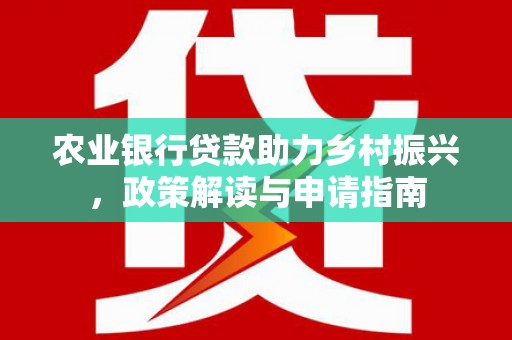 石龙农业银行贷款助力乡村振兴，政策解读与申请指南